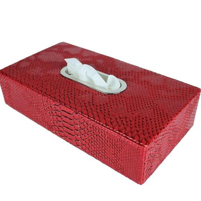 Tissue box rectangular reptile red