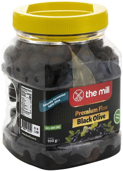 The Mill Natürlich Fermentierte Schwarze Oliven 900 g PET - Größe 321-350 (XS)