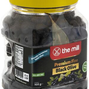 The Mill Naturally Fermented Black Olives 900g PET - Taille 321-350 (XS)