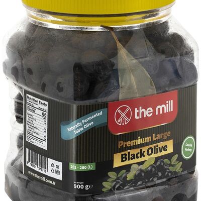 The Mill Naturally Fermented Black Olives 900g PET - Size 201-260 (L)