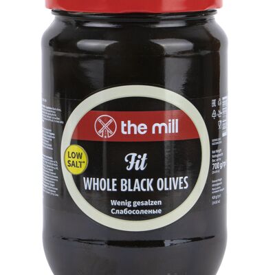 The Mill Fit Whole Black Olives 700g Jar