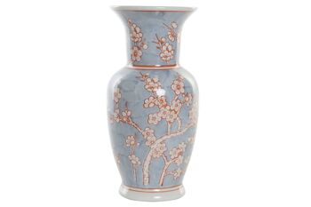 VASE PORCELAINE 13X13X31 FLEURS BLEUES LD190191 1