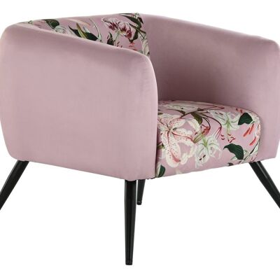 METAL POLYESTER ARMCHAIR 75X71X71 PINK FLOWERS LD190959
