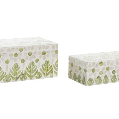 JEWELRY BOX SET 2 NACRE BAMBOO 25X15X12 SHEETS NATURAL LD190991