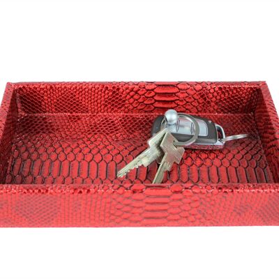 Rectangular tray, small reptile red