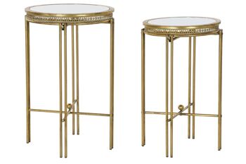 TABLE D'APPOINT SET 2 MIROIR METAL 39X39X60 LD192185 1