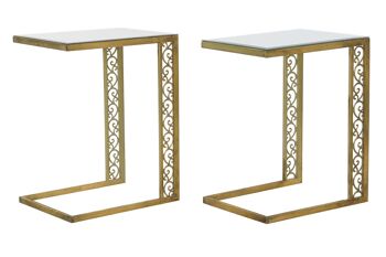 TABLE D'APPOINT SET 2 METAL MIROIR 42X32X55 LD192192 1