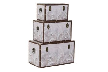 COFFRE SET 3 TOILE MDF 59,5X34X34 GRIS TROPICAL LD193800 1