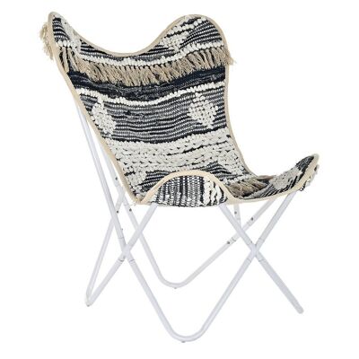 IRON COTTON ARMCHAIR 74X65X90 WHITE BUTTERFLY LD193910