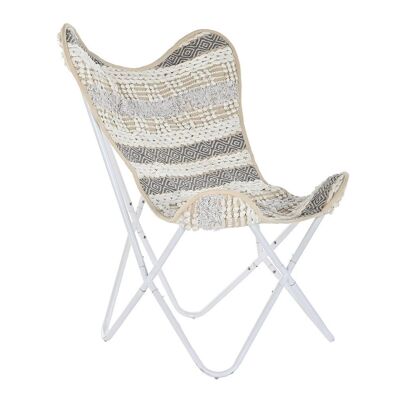 IRON COTTON ARMCHAIR 74X65X90 WHITE BUTTERFLY LD193920