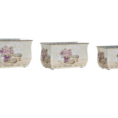 JARDINIÈRE SET 3 METAL 31X18X17,5 LOVE ROSE LD194564