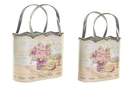 MACETERO SET 2 METAL 29X13X38,5 LOVE ROSA LD194565