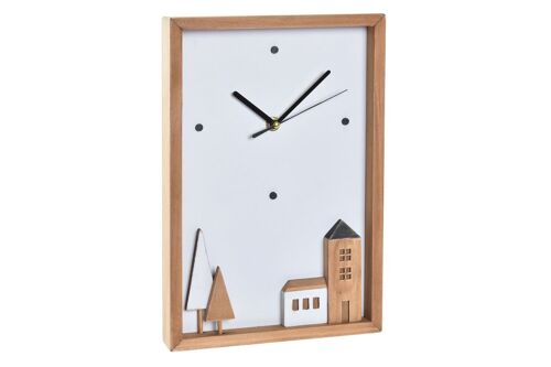 RELOJ PARED MADERA 20X4X30 CASAS BLANCO LD194630