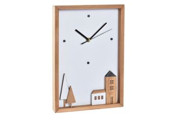 HORLOGE MURALE EN BOIS 20X4X30 MAISONS BLANCHES LD194630 1