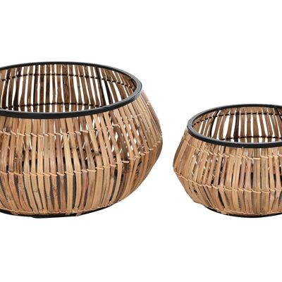 PFLANZSET 2 RATTAN METALL 50X50X25,4 NATUR LD196058