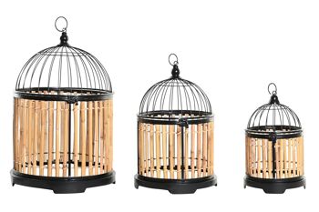 CAGE SET 3 ROTIN METAL 38X38X61,6 NATUREL LD196067 2