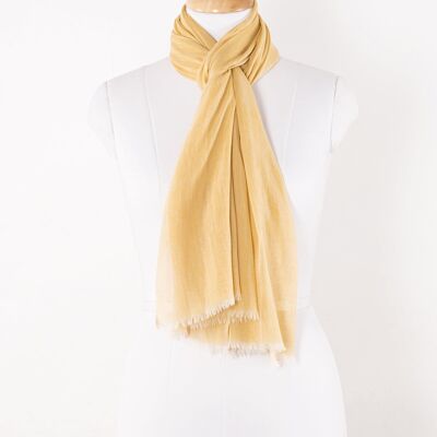 Bufanda de lana merino cambray de tejido liso - Amarillo hielo