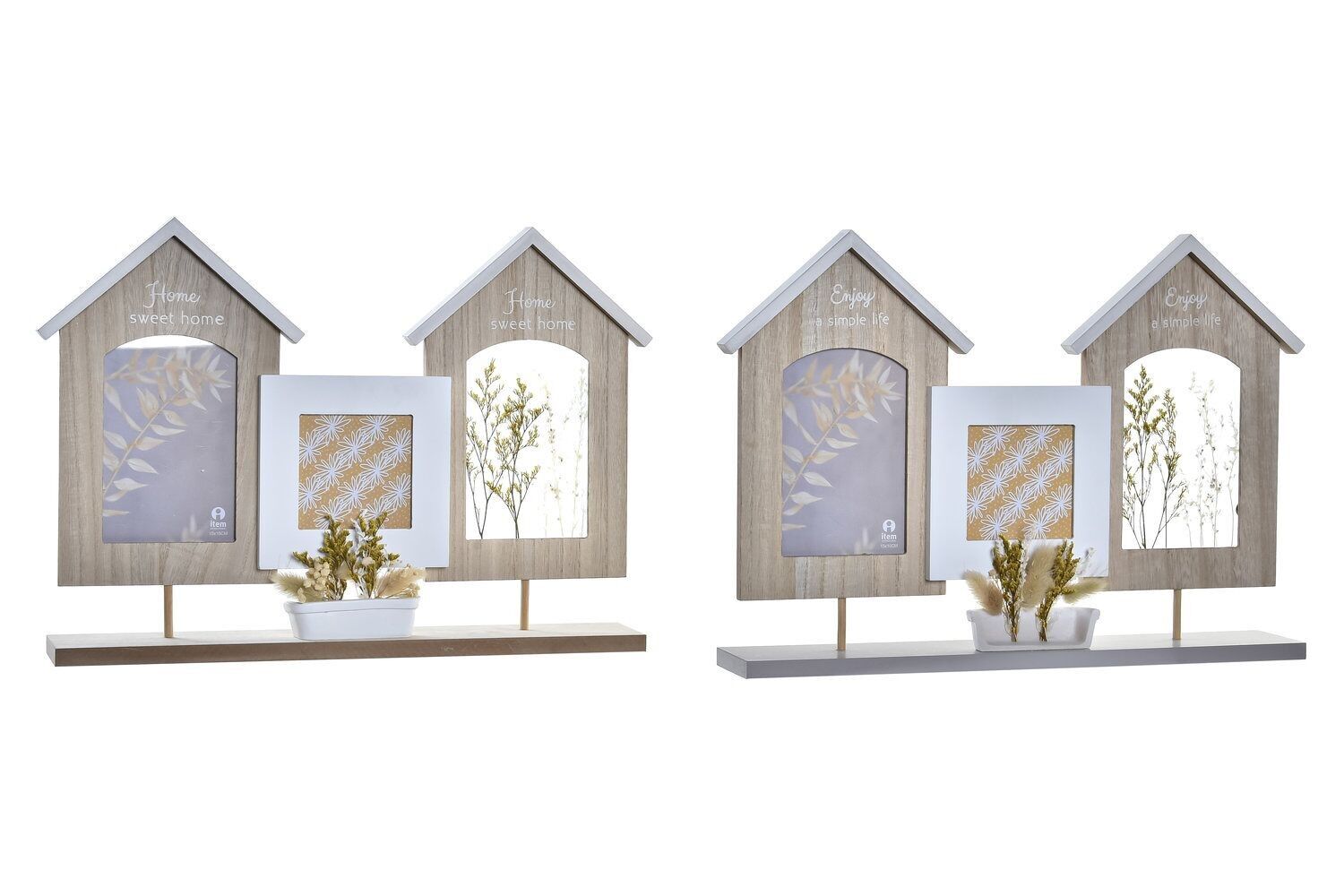 MULTI-PHOTO FRAME MDF GLASS 42X7X29 FLOWER 2 ASSORTMENTS. LD196479