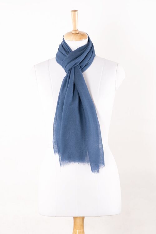 Plain Weave Gauze Merino Wool Scarf - Royal Blue