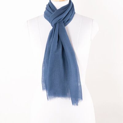 Plain Weave Gauze Merino Wool Scarf - Royal Blue