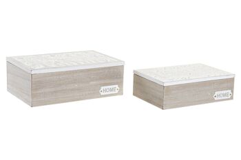 COFFRET SET 2 MDF 24X16X8,5 NATUREL LD197229 1