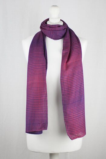 Écharpe en Viscose Twill Weave Gradient Checks - Fuchsia Purple 1