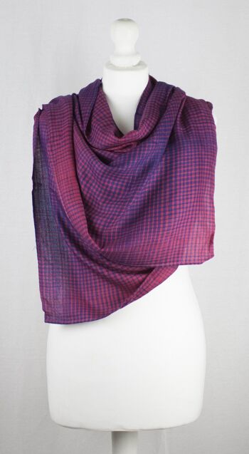 Écharpe en Viscose Twill Weave Gradient Checks - Fuchsia Purple 4