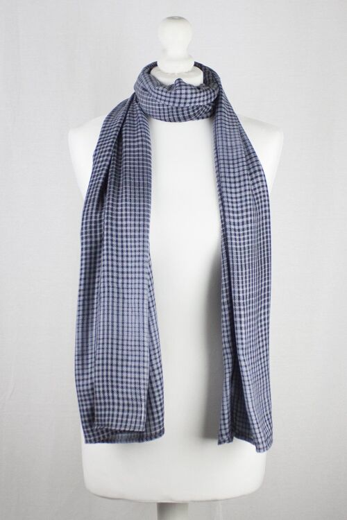 Gradient Checks Twill Weave Viscose Scarf - Grey Black