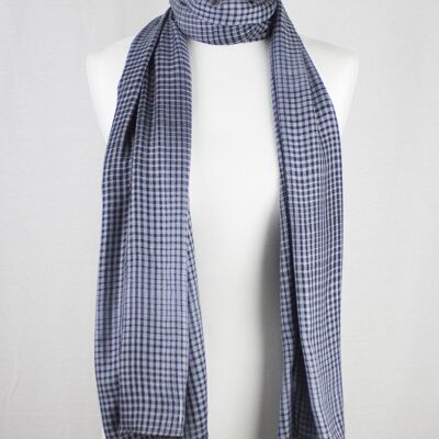 Gradient Checks Twill Weave Viscose Scarf - Grey Black