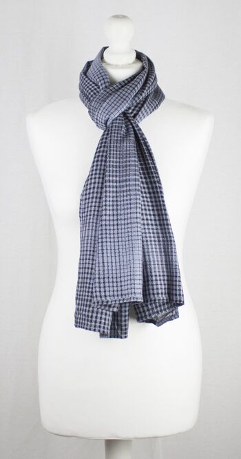 Écharpe en Viscose Twill Weave Gradient Checks - Grey Black 3