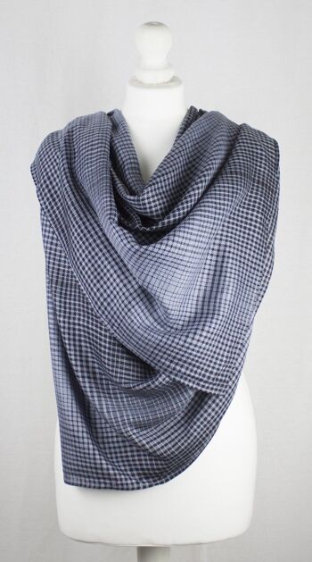 Écharpe en Viscose Twill Weave Gradient Checks - Grey Black 4