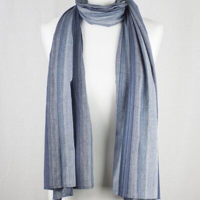 Sciarpa in cotone a righe sfumate - Grigio Navy Black