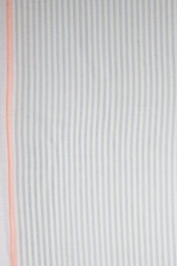 Écharpe en viscose à rayures classiques avec bordure rose fluo - Gris blanc rose fluo 3