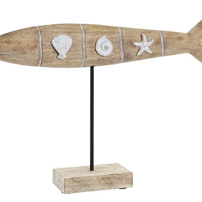 FIGURA MANICO ALLUMINIO 54X9X38 PESCE MARRONE NATURALE LM194127