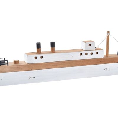 WOODEN DECORATION 59X6X16 WHITE BOAT LM194646