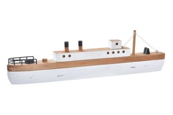 DÉCORATION BOIS 59X6X16 BATEAU BLANC LM194646 1