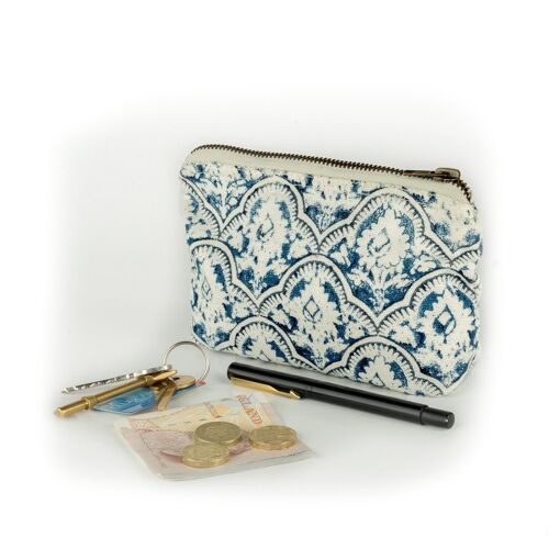 Smart Chic Wallet - White N Blue Canvas