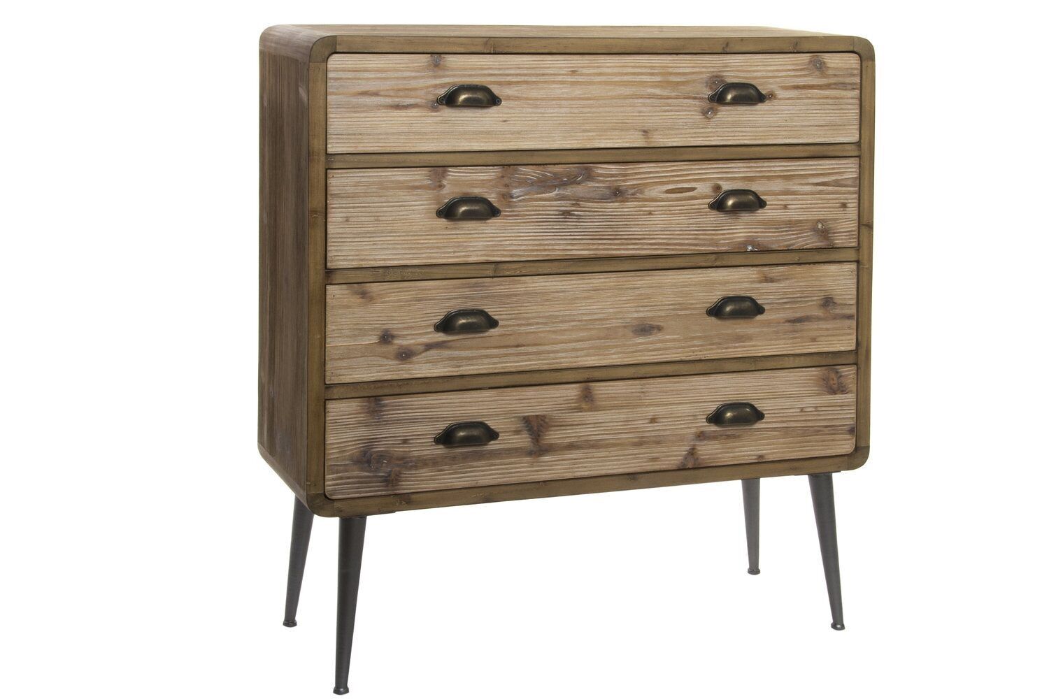 CONFORTABLE BOIS METAL 90X30X97 4 TIROIRS NATUREL MB143013