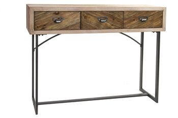 CONSOLE BOIS METAL 110X32X85 NATUREL MB143019 1