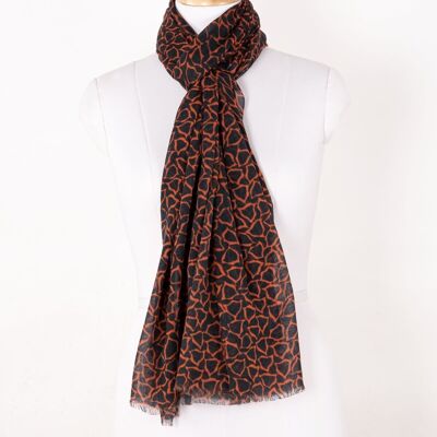 Plectrum Print Cotton Modal Scarf - Orange Black