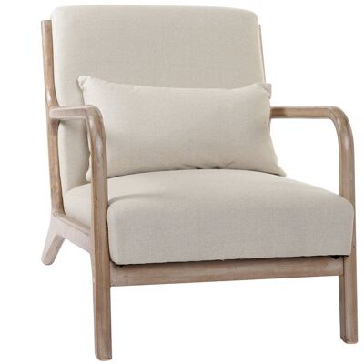 LINEN WOOD ARMCHAIR 66X79X75 BEIGE CUSHION MB158147