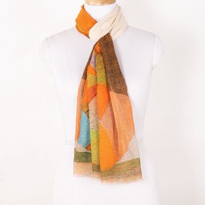Modaler Schal aus Baumwolle mit Schneckendruck - Mehrfarbig