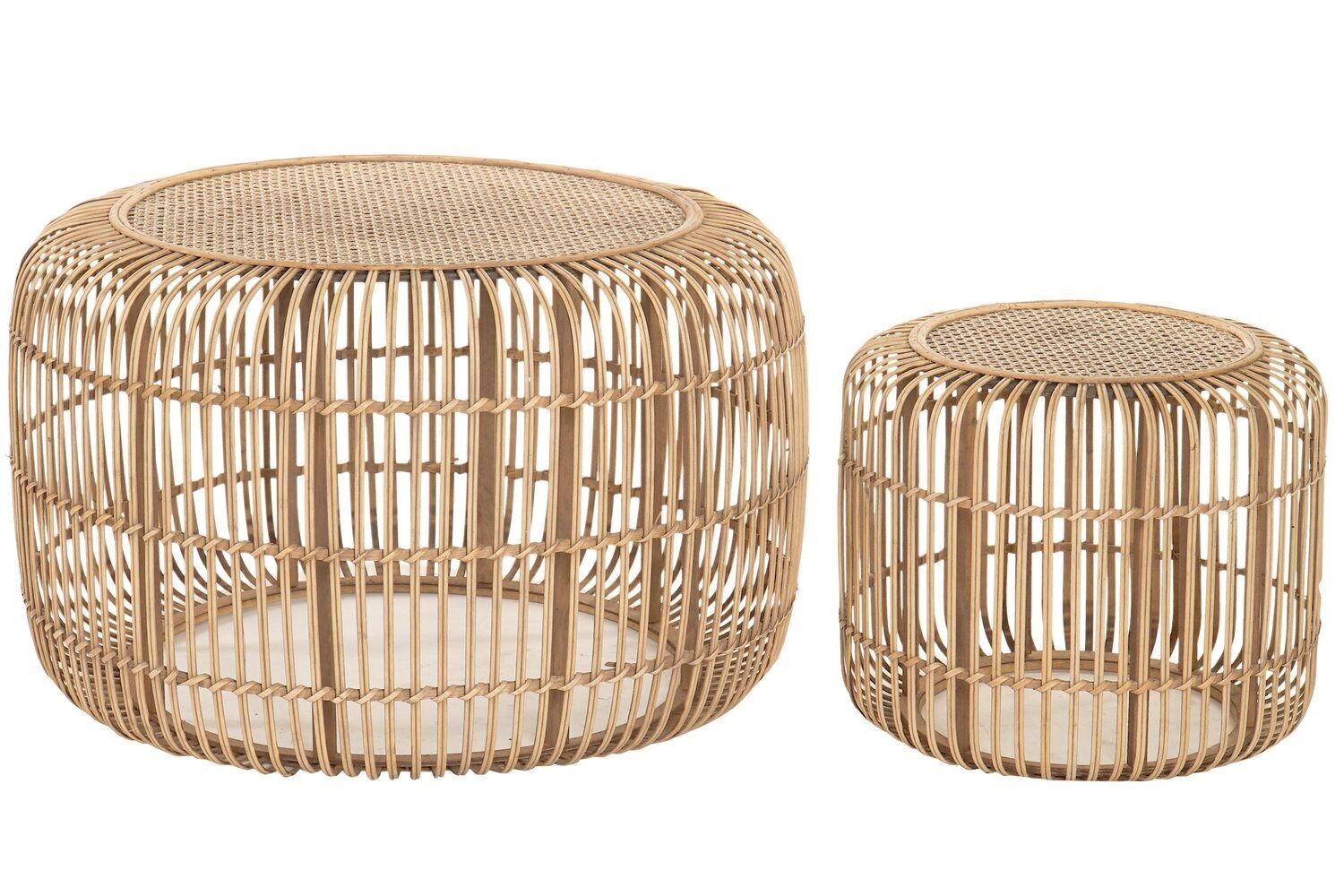 TABLE D'APPOINT SET 2 ROTIN BAMBOU 80X80X50 GRILLE MB159484
