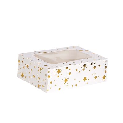 Gold Star Cupcake Box für 6 Cupcakes aus Folie