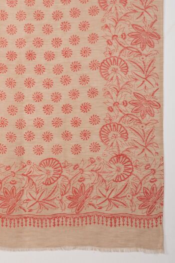 Écharpe en coton lin à imprimé fleuri - Fuchsia 3