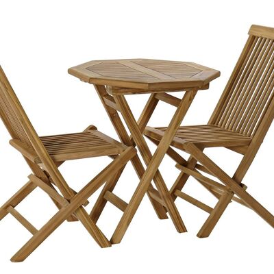 TABLE SET 3 TEAK 60X60X75 2 CHAIRS NATURAL BROWN MB166596