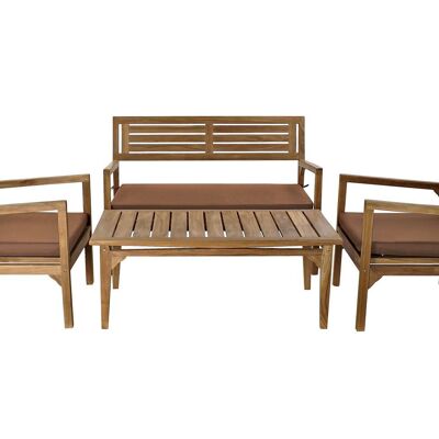 SOFA-SET 4 TEAK BAUMWOLLE 127X72X88 MIT KISSEN MB166603