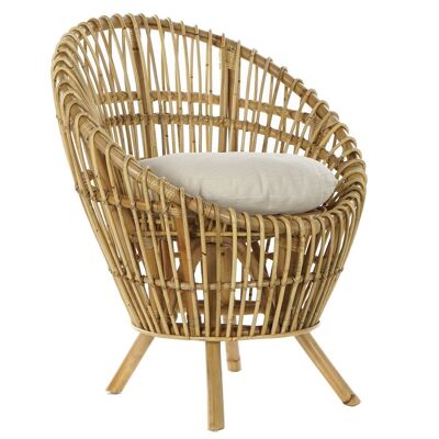 COTTON RATTAN ARMCHAIR 76X65X85 WITH NATURAL CUSHION MB175009
