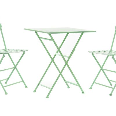 SET TAVOLA 3 METALLO 60X60X75 PIEGHEVOLE VERDE MENTA MB177411