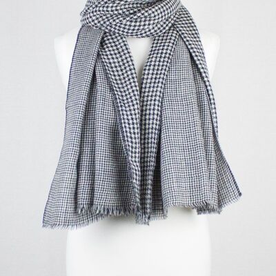 Reversible Hounds-tooth Merino Wool Scarf - White Black